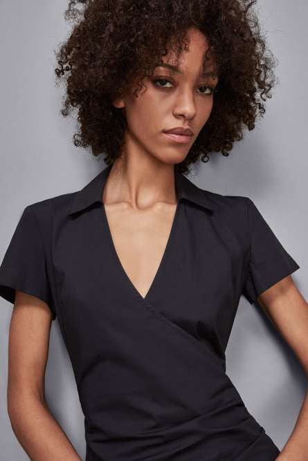 Cotton crossover dress, Blue, Patrizia Pepe