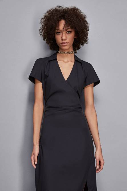 Cotton crossover dress, Blue, Patrizia Pepe