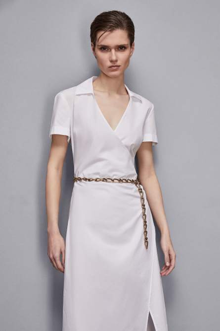 Cotton crossover dress, White, Patrizia Pepe