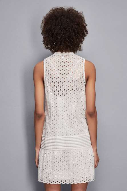 Robe mini en sangallo, Blanc, Patrizia Pepe