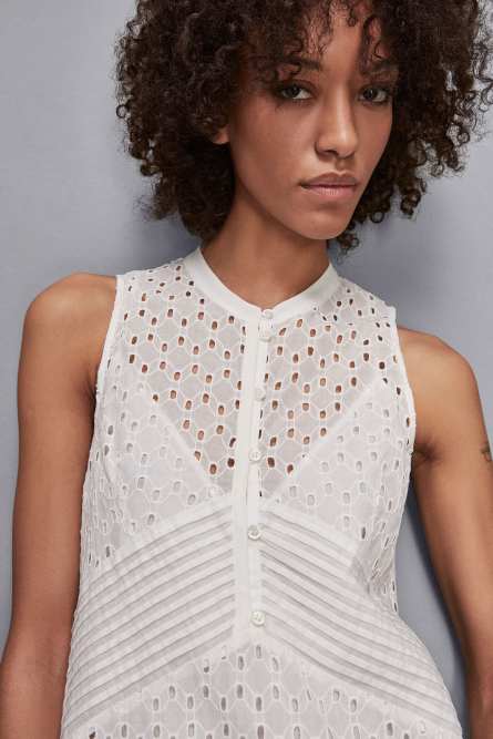 Robe mini en sangallo, Blanc, Patrizia Pepe
