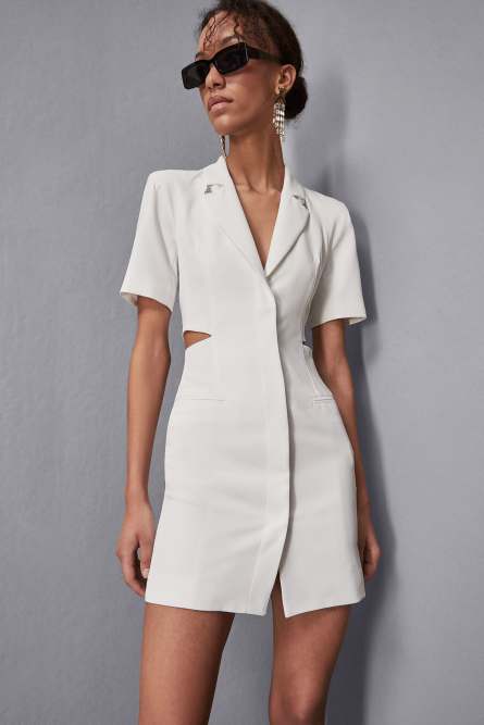 Vestido chaqueta de crepé, Blanco
