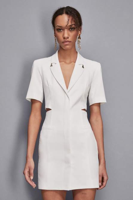 Vestido chaqueta de crepé, Blanco