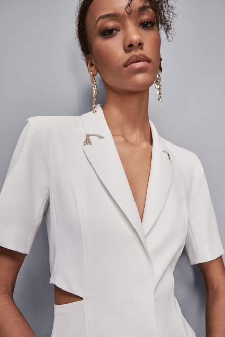 Vestido chaqueta de crepé, Blanco