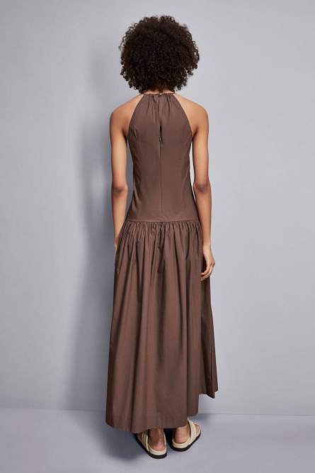 Poplin ankle-length dress, Brown, Patrizia Pepe