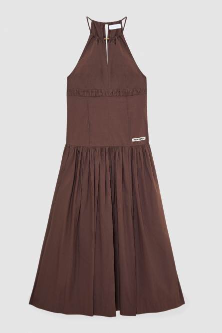 Poplin ankle-length dress, Brown, Patrizia Pepe