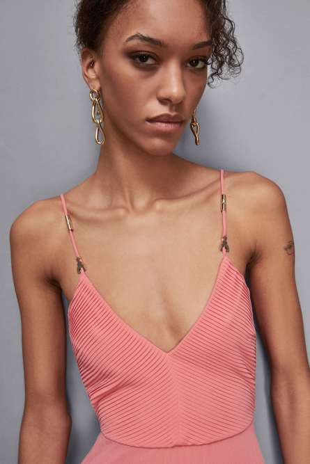 Essential georgette fitted dress, Pink, Patrizia Pepe
