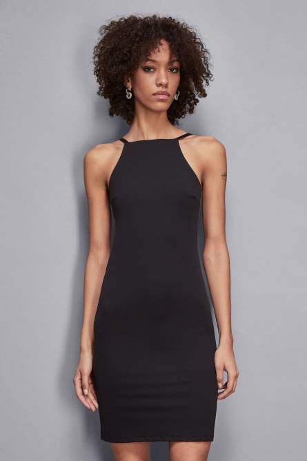 Skinny dress in soft jersey, Black, Patrizia Pepe
