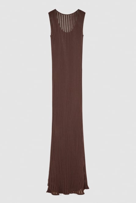 Long Rib-Knit Dress, Brown, Patrizia Pepe