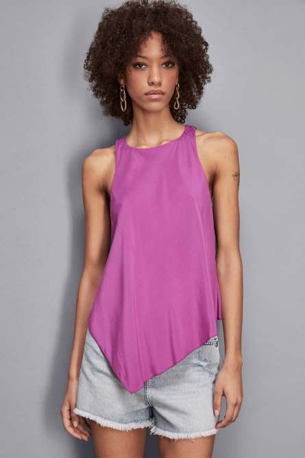 Essential asymmetric top in viscose, Purple, Patrizia Pepe