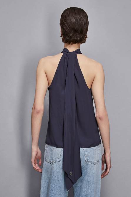 Essential halter neckline top, Blue, Patrizia Pepe