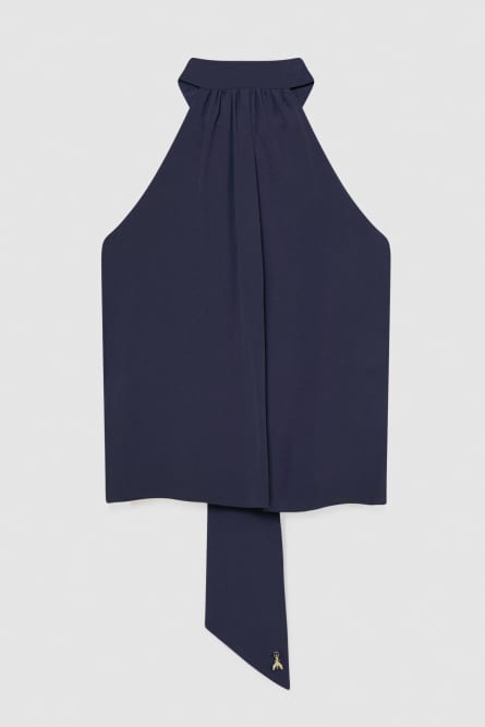 Essential halter neckline top, Blue, Patrizia Pepe