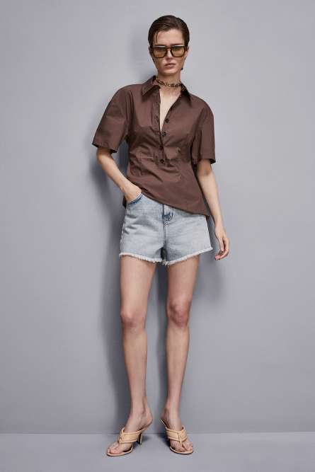 Polo en mélange de coton, Marron, Patrizia Pepe