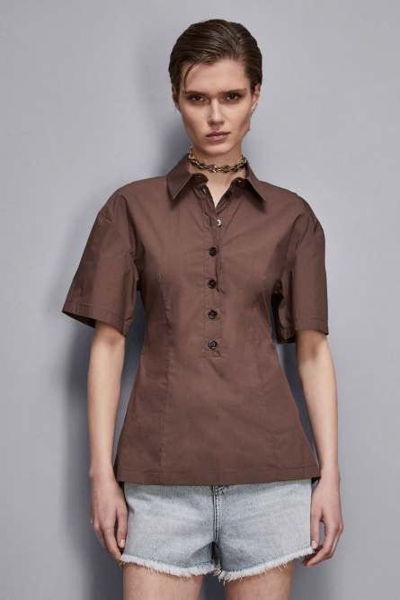 Polo en mélange de coton, Marron, Patrizia Pepe