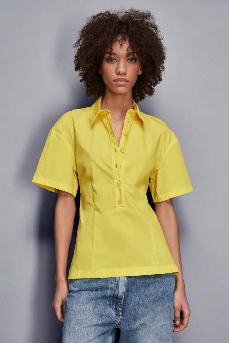 Polo en mélange de coton, Jaune, Patrizia Pepe
