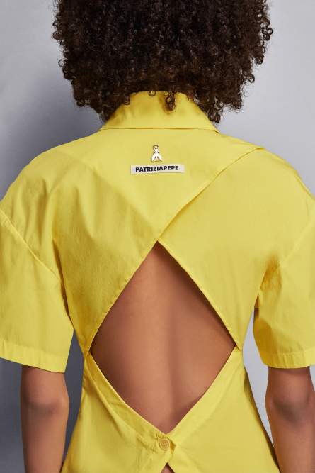 Polo en mélange de coton, Jaune, Patrizia Pepe