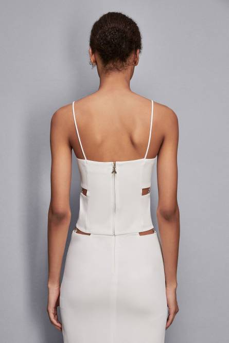 Slim fit top with cut-out, White, Patrizia Pepe