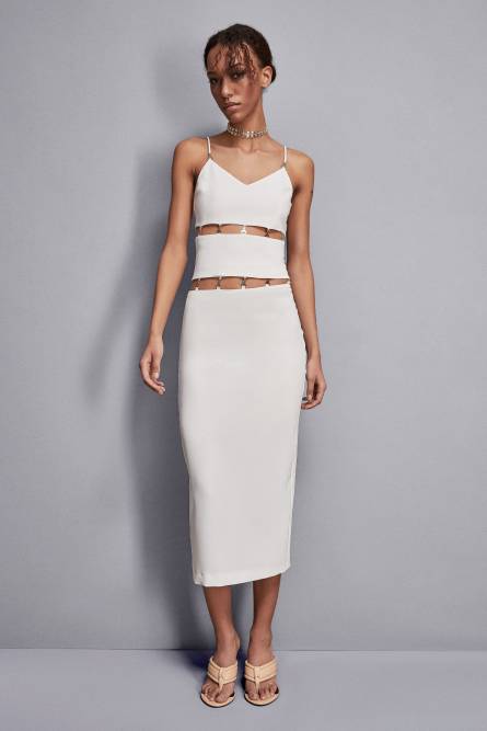 Slim fit top with cut-out, White, Patrizia Pepe