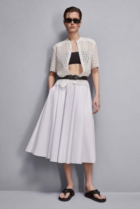 Poplin midi skirt, White, Patrizia Pepe