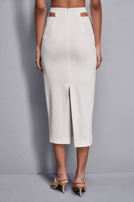 Straight crepe ankle skirt, White, Patrizia Pepe