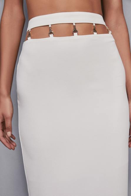 Straight crepe ankle skirt, White, Patrizia Pepe