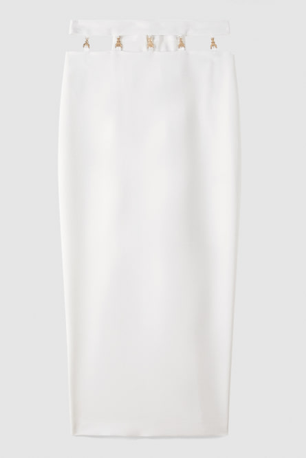Straight crepe ankle skirt, White, Patrizia Pepe