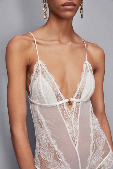 Lace bodysuit, White, Patrizia Pepe