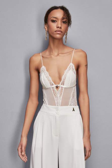 Lace bodysuit, White, Patrizia Pepe
