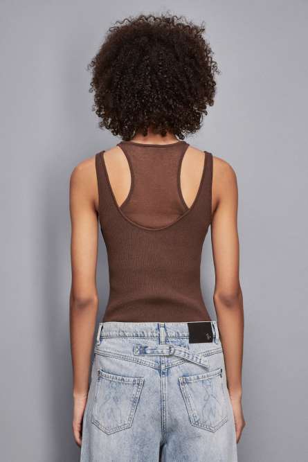 Double layer tank top, Brown, Patrizia Pepe
