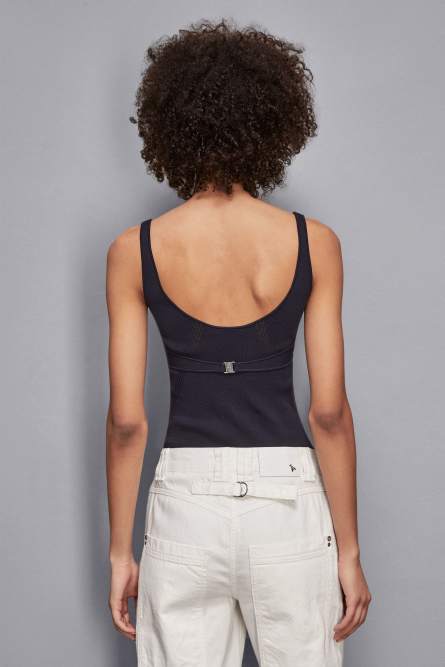 Ribbed bustier top, Blue, Patrizia Pepe