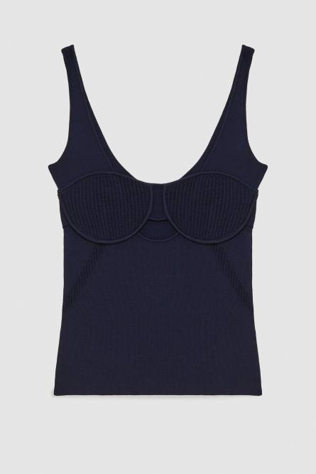 Ribbed bustier top, Blue, Patrizia Pepe