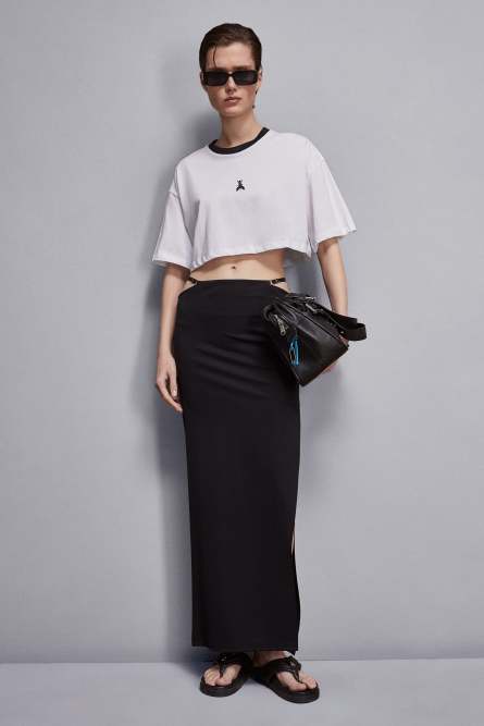 Cropped cotton t-shirt, White, Patrizia Pepe