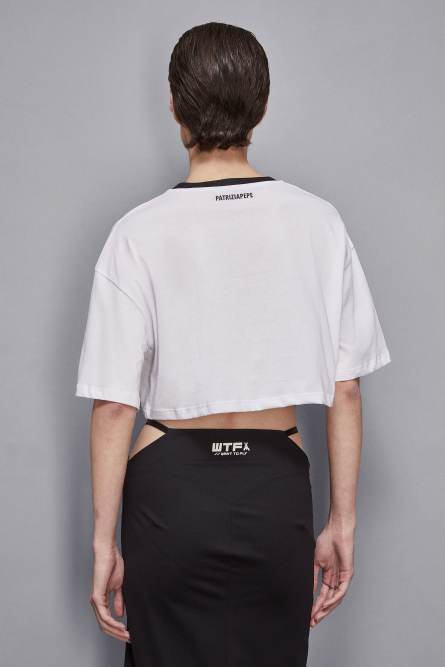 Cropped cotton t-shirt, White, Patrizia Pepe