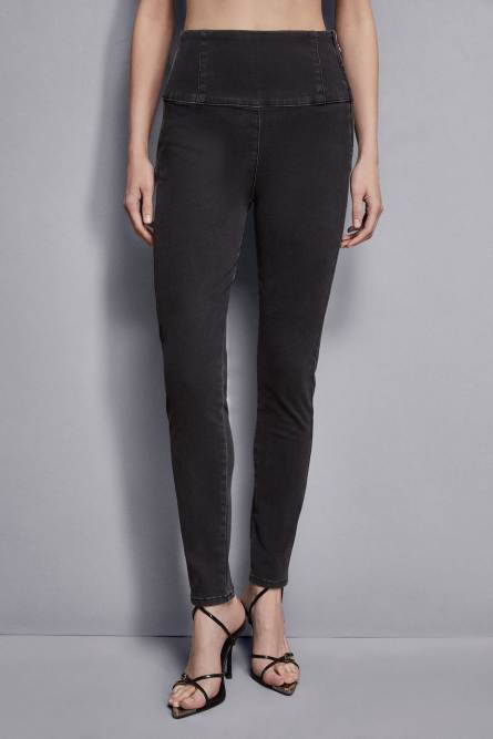 High-waisted jeggings, Black, Denim