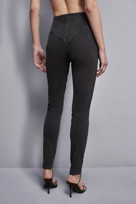 High-waisted jeggings, Black, Denim