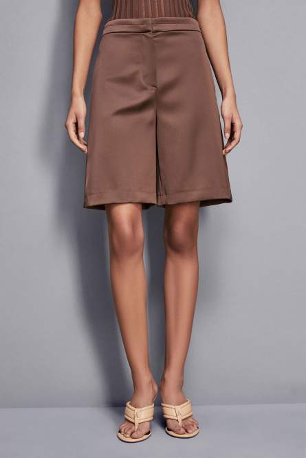 Satin low-waisted Bermuda shorts, Brown, Patrizia Pepe
