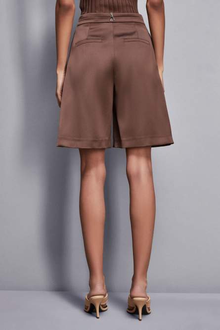 Satin low-waisted Bermuda shorts, Brown, Patrizia Pepe