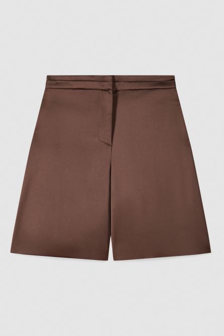 Satin low-waisted Bermuda shorts, Brown, Patrizia Pepe