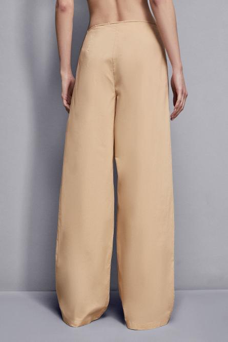 Low-waisted cotton palazzo fit pants, Apricot, Patrizia Pepe