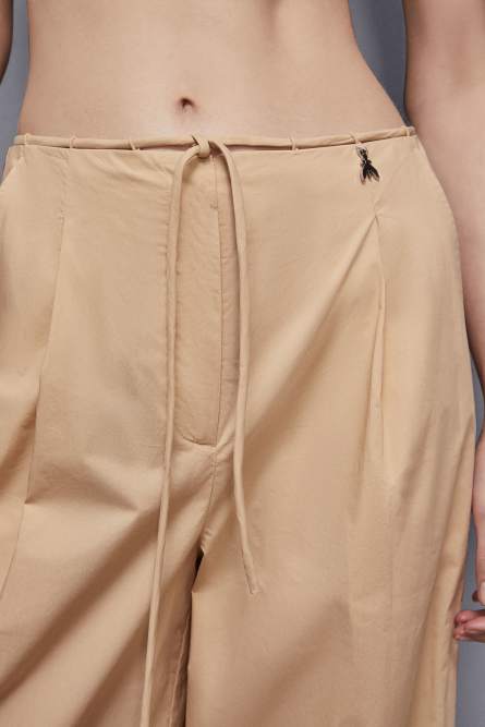 Low-waisted cotton palazzo fit pants, Apricot, Patrizia Pepe