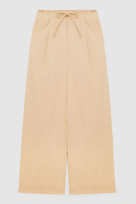 Low-waisted cotton palazzo fit pants, Apricot, Patrizia Pepe
