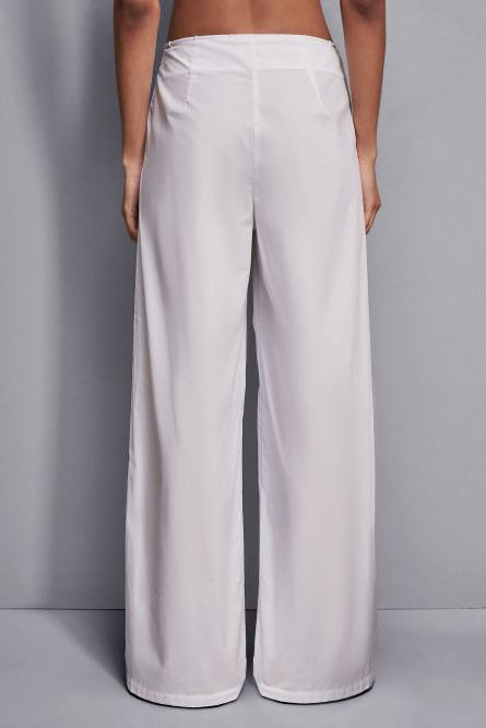 Low-waisted cotton palazzo fit pants, White, Patrizia Pepe