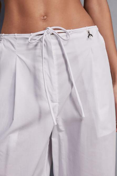 Low-waisted cotton palazzo fit pants, White, Patrizia Pepe