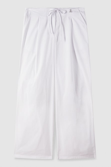 Low-waisted cotton palazzo fit pants, White, Patrizia Pepe