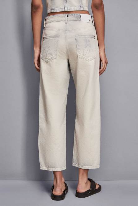 Bleached denim pants, Blue, Denim