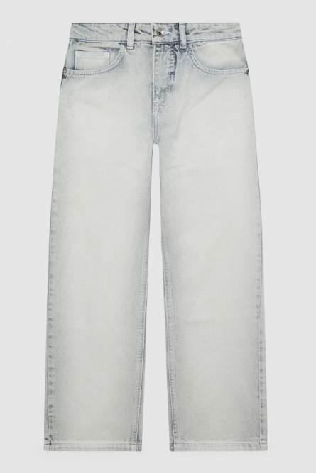 Bleached denim pants, Blue, Denim