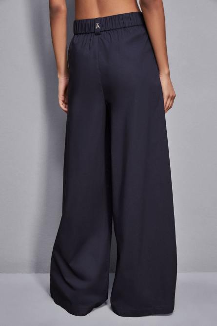 High-waisted palazzo pants in cotton, Blue, Patrizia Pepe