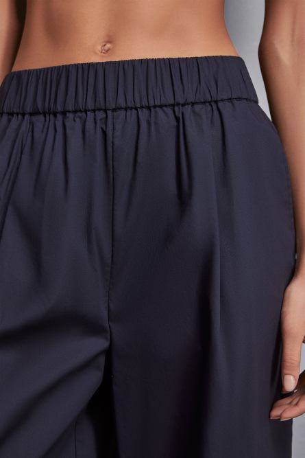 High-waisted palazzo pants in cotton, Blue, Patrizia Pepe