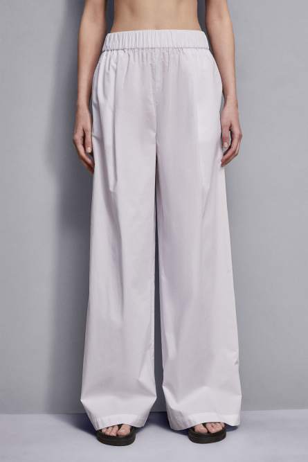 High-waisted palazzo pants in cotton, White, Patrizia Pepe
