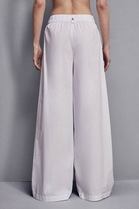 High-waisted palazzo pants in cotton, White, Patrizia Pepe
